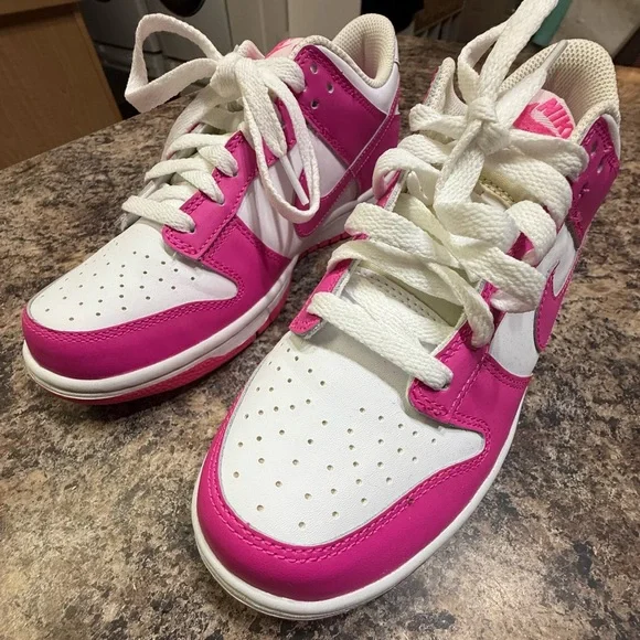 Nike Hot Pink and White Dunks (Big Kids) - Picture 3 of 7